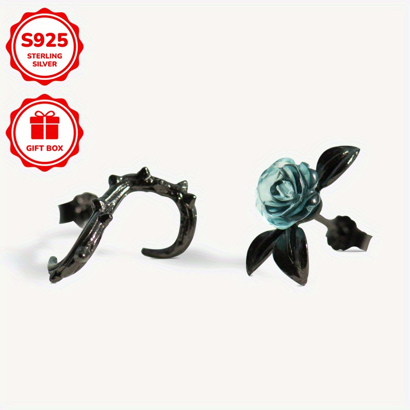 Women's S925 Silver Thorns Rose Stud Earrings — Funky Design